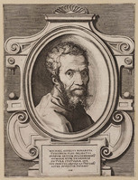 KG 00042
<br/>
Portret Michelangelo Buonarroti
<br/>
<em>Ghisi, Giorgio (Mantuano) (1520-1582)</em>